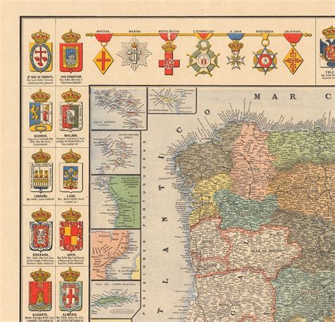 Map of Spain and Portugal and Its Colonies 1892. Restoration - Etsy