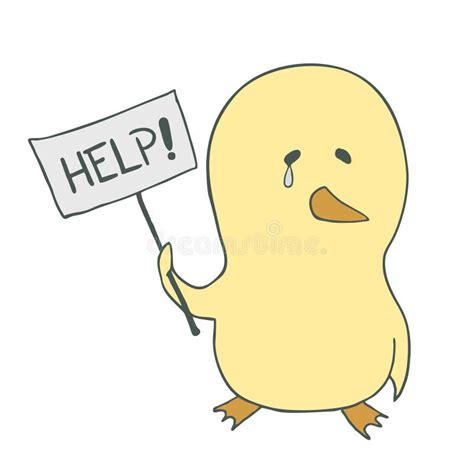 Sad Chicken with Help Message Stock Vector - Illustration of small, little: 138078630