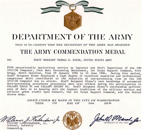 Nice Army Achievement Medal Certificate Template Photos Military In ...