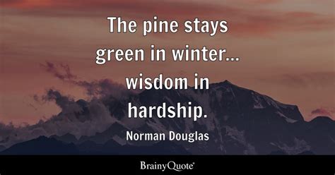 The pine stays green in winter... wisdom in hardship. - Norman Douglas ...