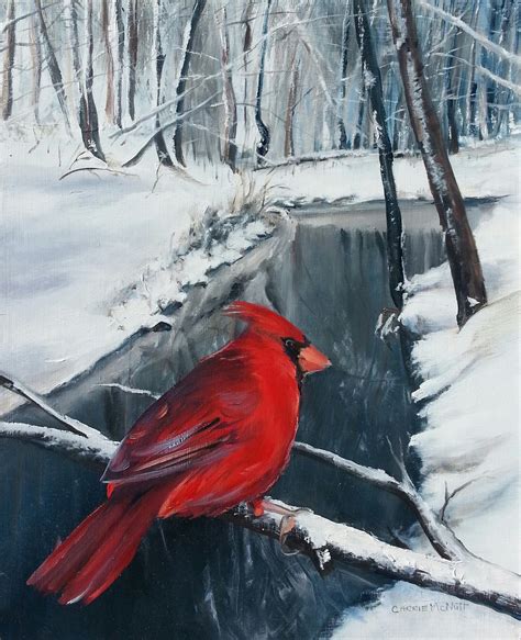 Winter Cardinal Painting at PaintingValley.com | Explore collection of ...