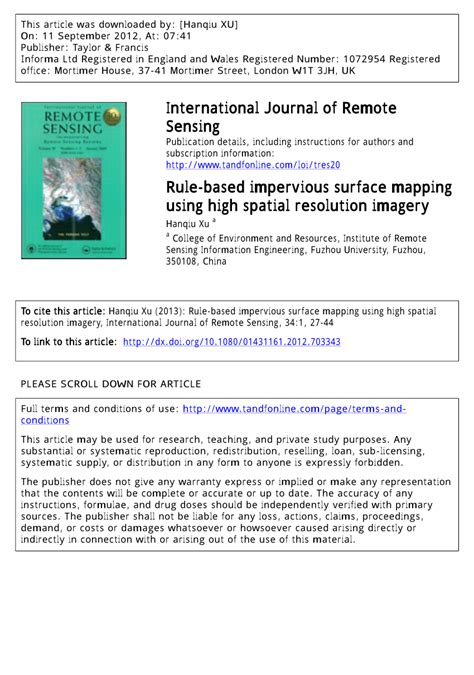 (PDF) Rule-based impervious surface mapping using high spatial resolution imagery