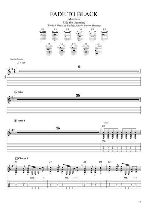 Fade to Black Tab by Metallica (Guitar Pro) - Full Score | mySongBook