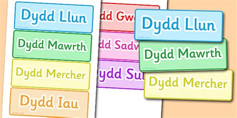 Welsh Days of the Week Word Cards | KS1 Resources - Twinkl