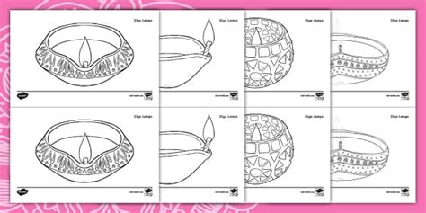 Diya Coloring Page for Kids | Diwali Resources | Twinkl USA