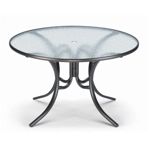 Telescope Casual 48 Inch Round Aluminum Patio Dining Table With Glass ...