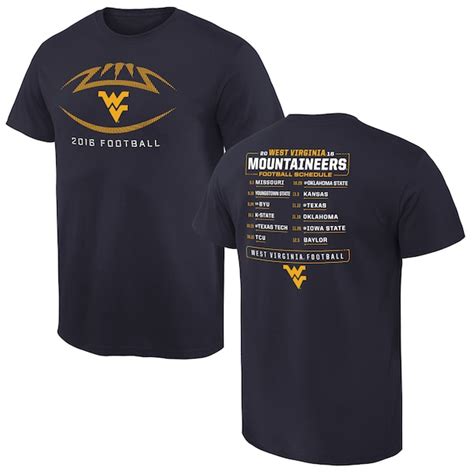 Men's Navy West Virginia Mountaineers 2016 Football Schedule T-Shirt ...