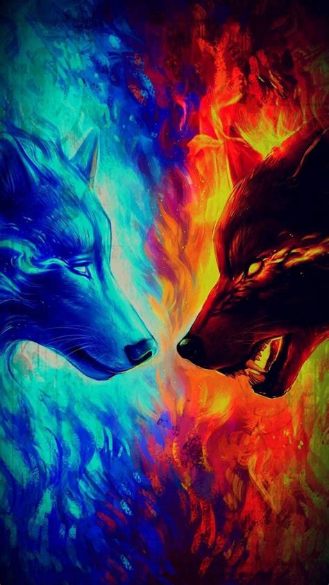 Rainbow Fire Wolf Wallpapers - Wallpaper Cave