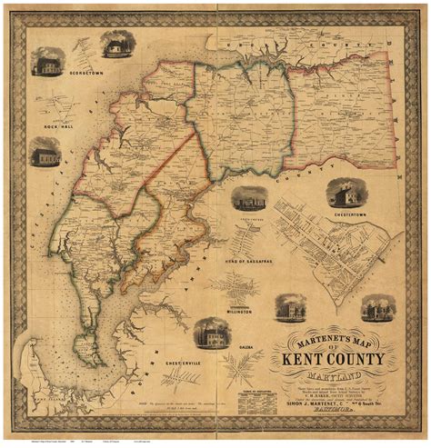 Kent County Maryland 1860 - Old Map Reprint - OLD MAPS