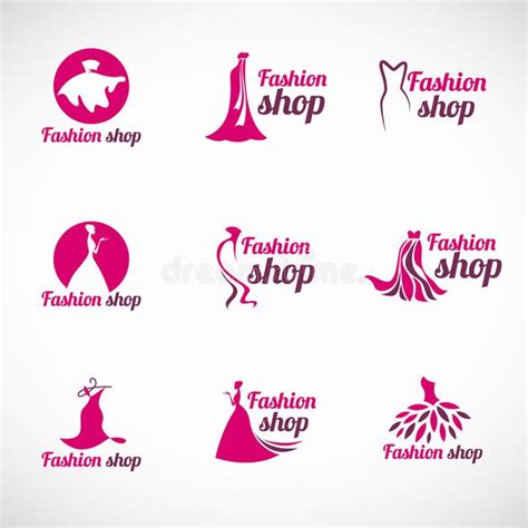 Pink woman dress fashion shop logo vector set design , #ad, #dress, #fashion, #Pink, #woman, # ...