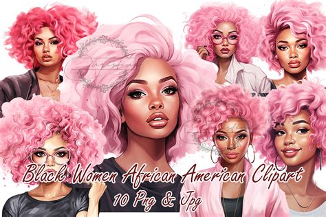 Pink Black Women African Clipart Graphic by christina.clipart · Creative Fabrica