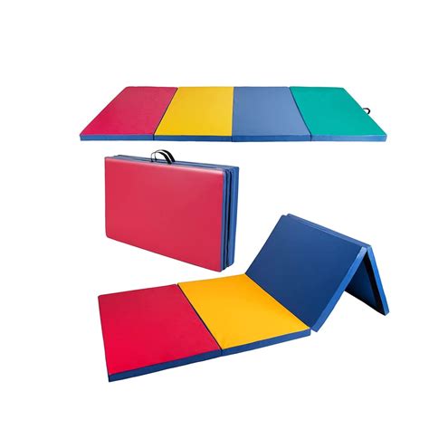 Folding Exercise Mat, 4'x8' Gymnastics Mat with 2 Handles for Pilates, Stretching, Yoga, Martial ...