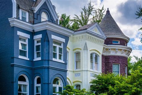 Row Houses in Georgetown, Washington, DC Stock Photo - Image of clouds ...