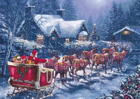 Santa with sleigh in snow | Cards-Christmas | Pinterest