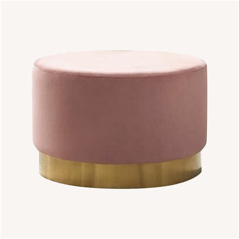 Large Round Ottoman Velvet Tufted - AptDeco