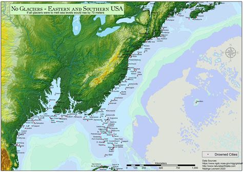 The world with a 70 meters sea-level rise - Vivid Maps