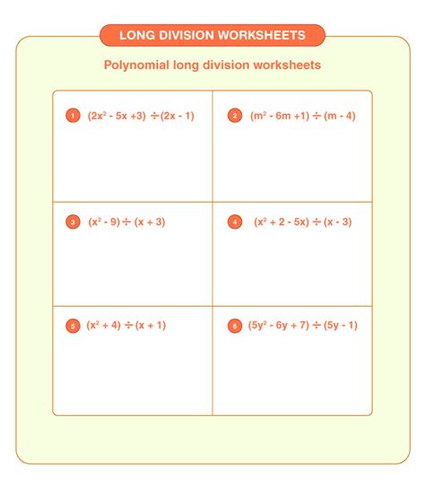 Division Of Polynomials Worksheet - Worksheets For Kindergarten