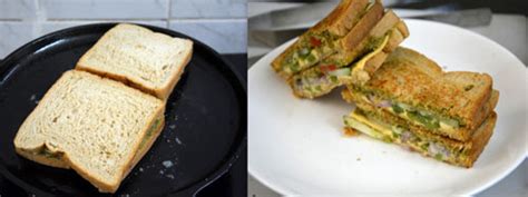 Pesto Sandwich-Basil Pesto Sandwich Recipe (Vegetarian) - Padhuskitchen