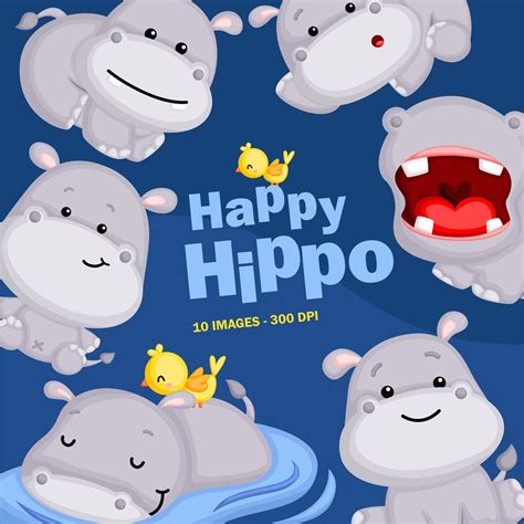 Cute Hippo Clipart Cute Animal Clip Art Wild Animal Free | Etsy ...