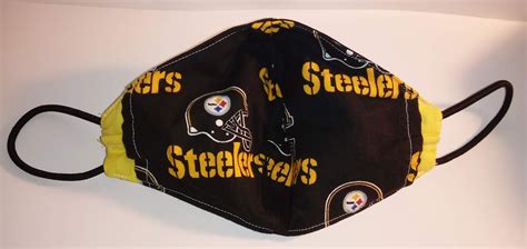 Yellow/Black 'Steelers' Elastic Fabric Face Mask - Champion Reusable ...