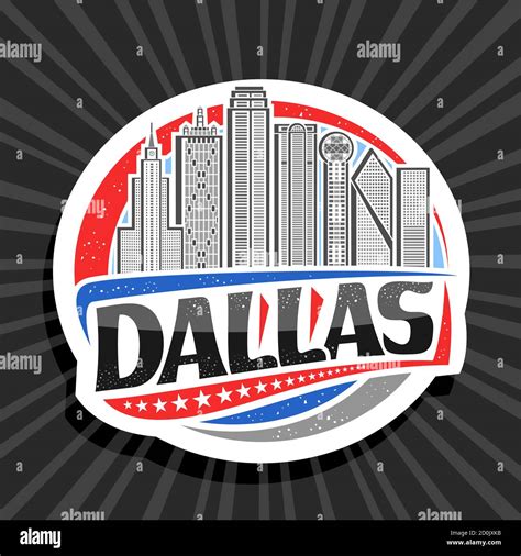 Vector logo for Dallas, white decorative badge with outline ...