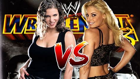 WWE Wrestlemania X8 Stephanie Mcmahon vs Trish Stratus - YouTube