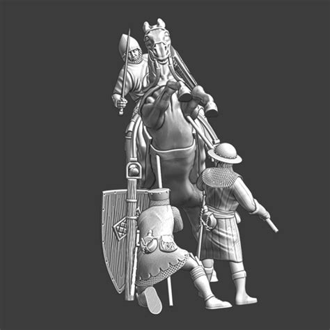 3D Printable Medieval infantry vs cavalry - diorama by Northern Crusades Miniatures