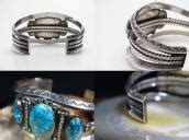 INDIAN JEWELRY LEATHER ARTS&CRAFTS Tah'bah TRADERS / Atq Navajo Heavy Silver Cuff w/Gem Burnham ...