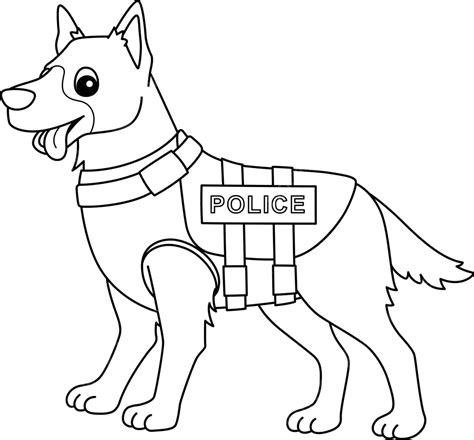 Police Dog Isolated Coloring Page For Kids Police Policeman Defend ...