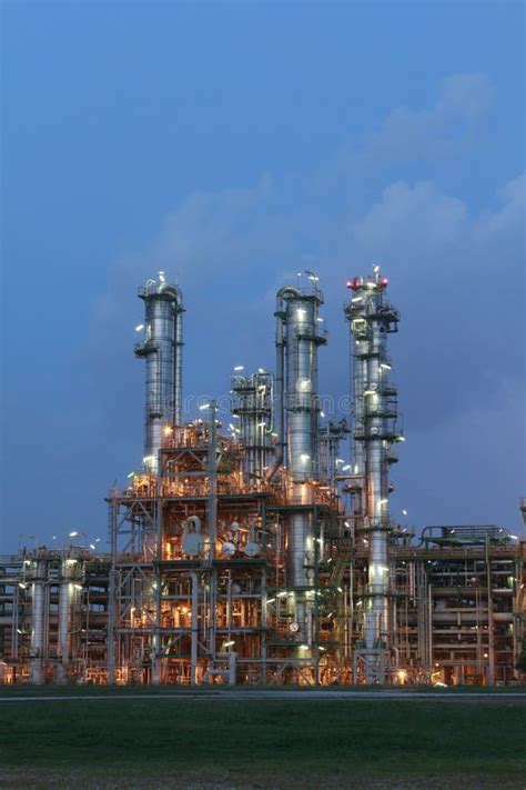 Structure of Petrochemical Plant in Evening Scene Stock Image - Image ...