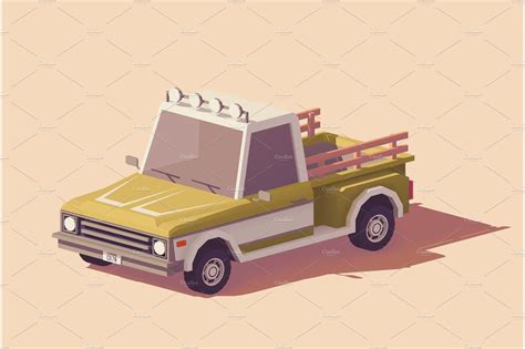 Vector low poly pickup truck | Illustrations ~ Creative Market