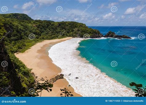 Panorama of Sancho Beach in Fernando De Noronha, State of Pernambuco, Brazil, Considered One of ...