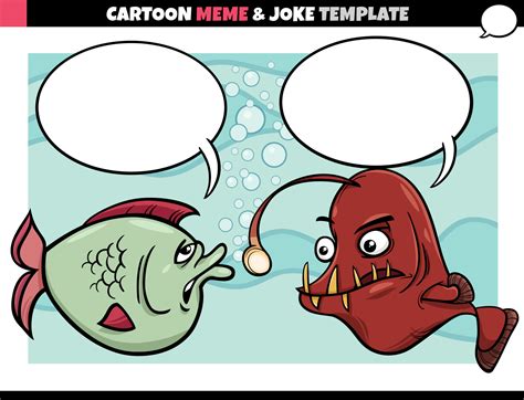 cartoon meme template with speech bubble and comic fish 9885850 Vector ...