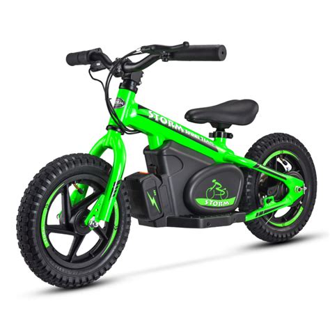 Green Storm 12" Kids 100w Electric Balance Bike | Storm Buggies