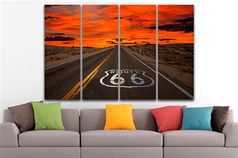 3 panel set Route 66 canvas Highway Chicago Route 66 wall art | Etsy