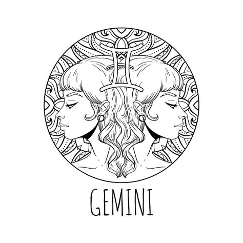 Gemini Zodiac Sign Coloring Pages