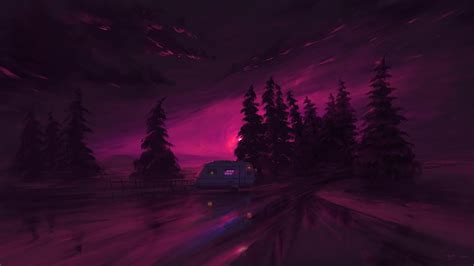 Download Van Purple Sky Artistic Night HD Wallpaper by BisBiswas