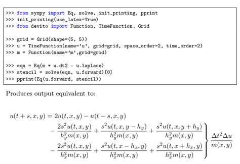 3: Example code defining the two-dimensional wave equation without ...