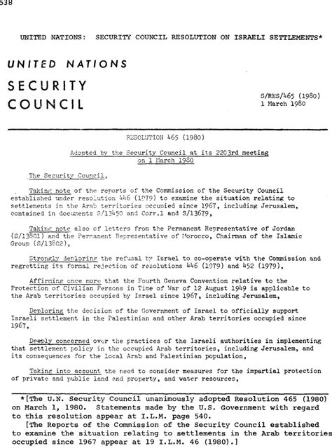 United Nations: Security Council Resolution On Israeli Settlements ...