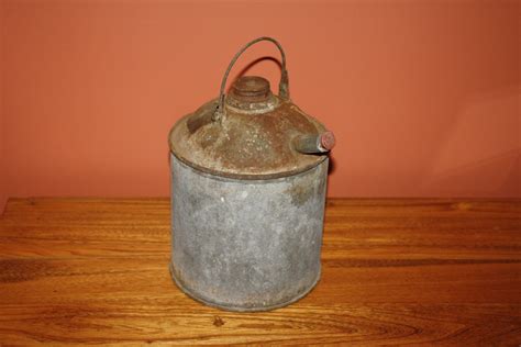 Antique Galvanized Metal Fuel Gas Kerosene Can; Vintage Rustic Decor