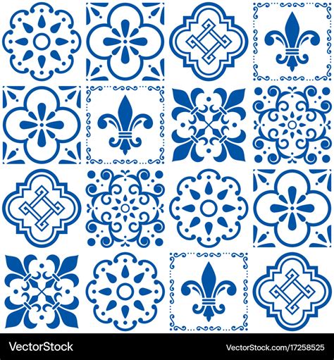 Portuguese tiles pattern lisbon seamless Vector Image