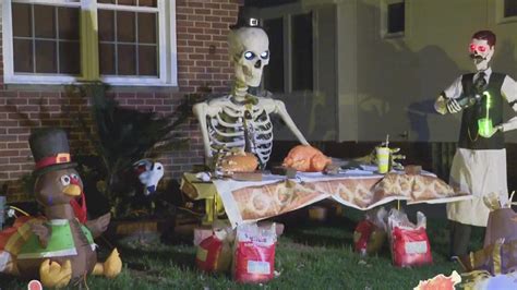 Using a 12-foot skeleton Halloween decoration for Thanksgiving | wkyc.com