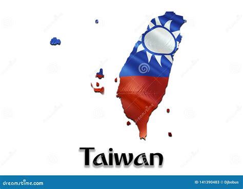 Taiwan Map Flag. 3D Rendering Taiwan Map And Flag On Asia Map. The ...