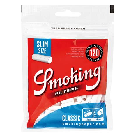 Smoking Classic Cigarette Filter 6mm Slim Size Red 1 box (30 bags, 36 ...