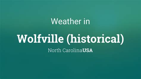 Weather for Wolfville (historical), North Carolina, USA