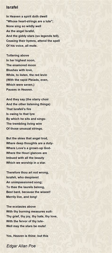 Israfel Poem by Edgar Allan Poe - Poem Hunter