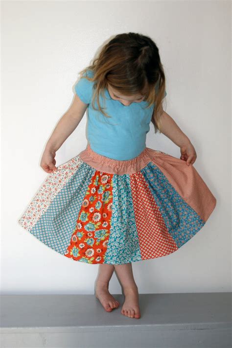 4T 5T Ready to Ship Cartwheel Skirt in Orange/Blue Girls