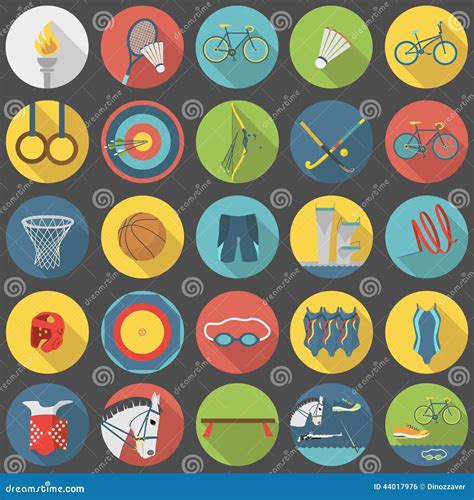 Summer Olympic Sports Flat Icon Set Part 2 Stock Illustration - Illustration of basketball ...