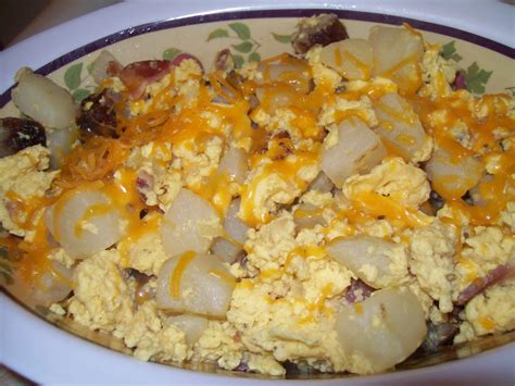 Scrambled Eggs/Bacon, Potatoes, Peppers and Onions and Sausage Recipe ...