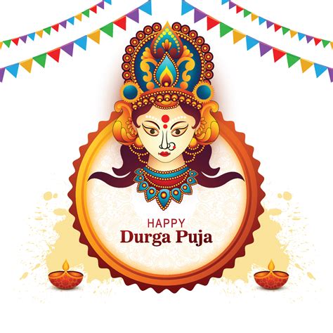 Beautiful classic happy durga puja festival greeting card background ...